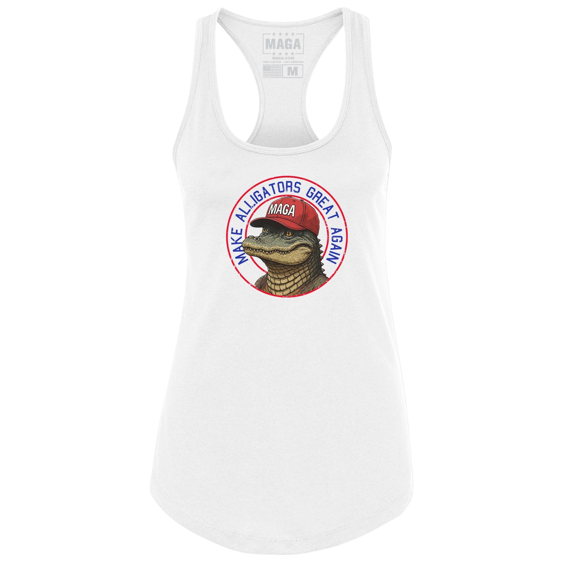 White / S Make Alligators Great Again v1 Racerback Tank Top maga trump