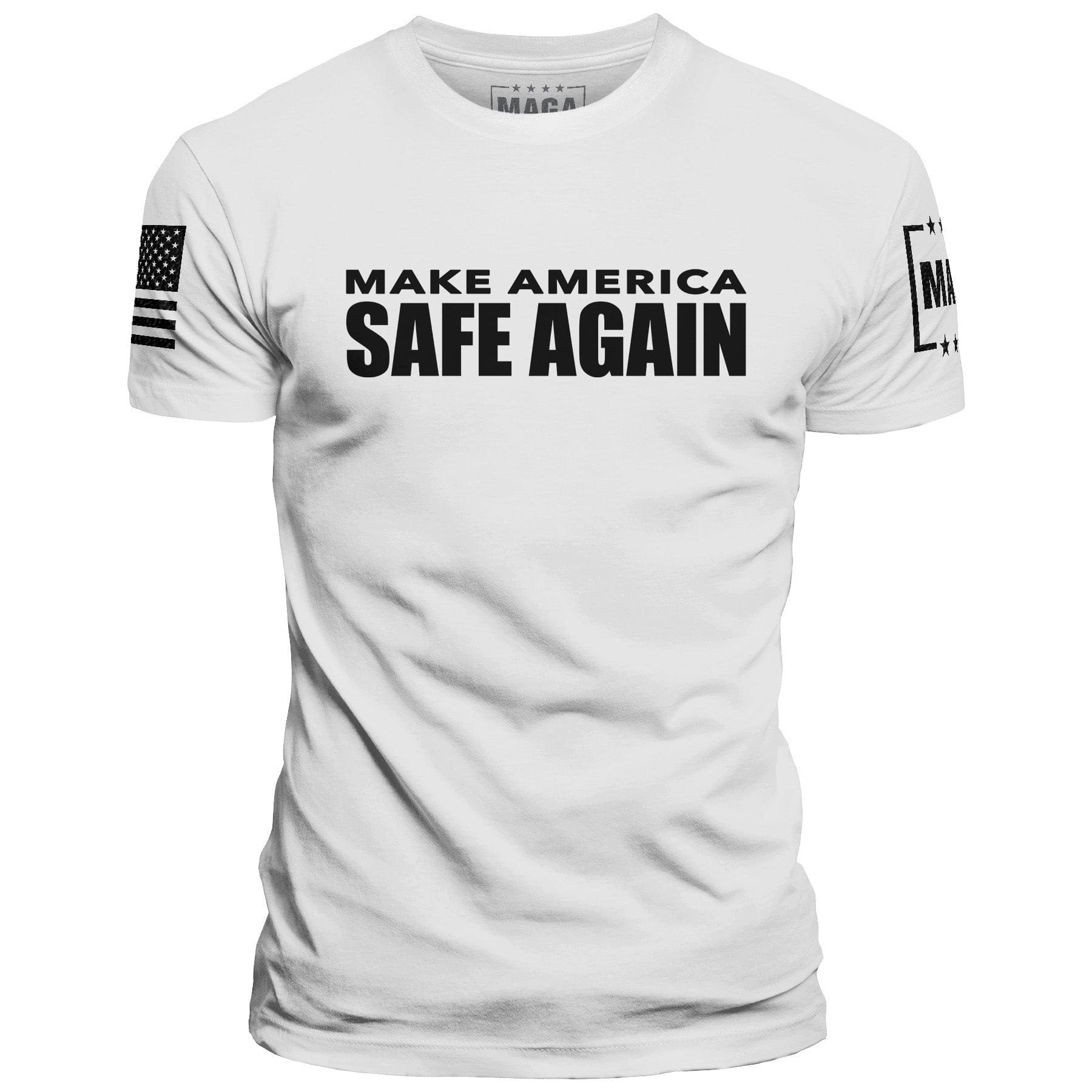 White / S MAKE AMERICA SAFE AGAIN maga trump