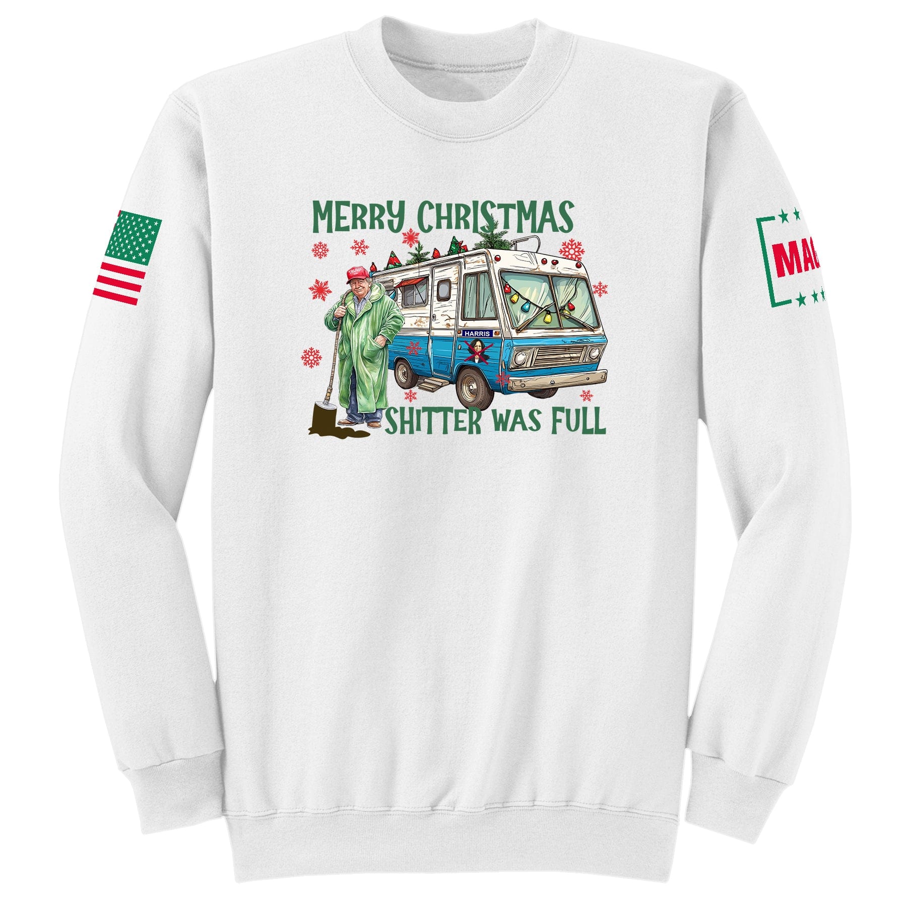 White / S Merry Christmas Shitter was Full Sweatshirt maga trump