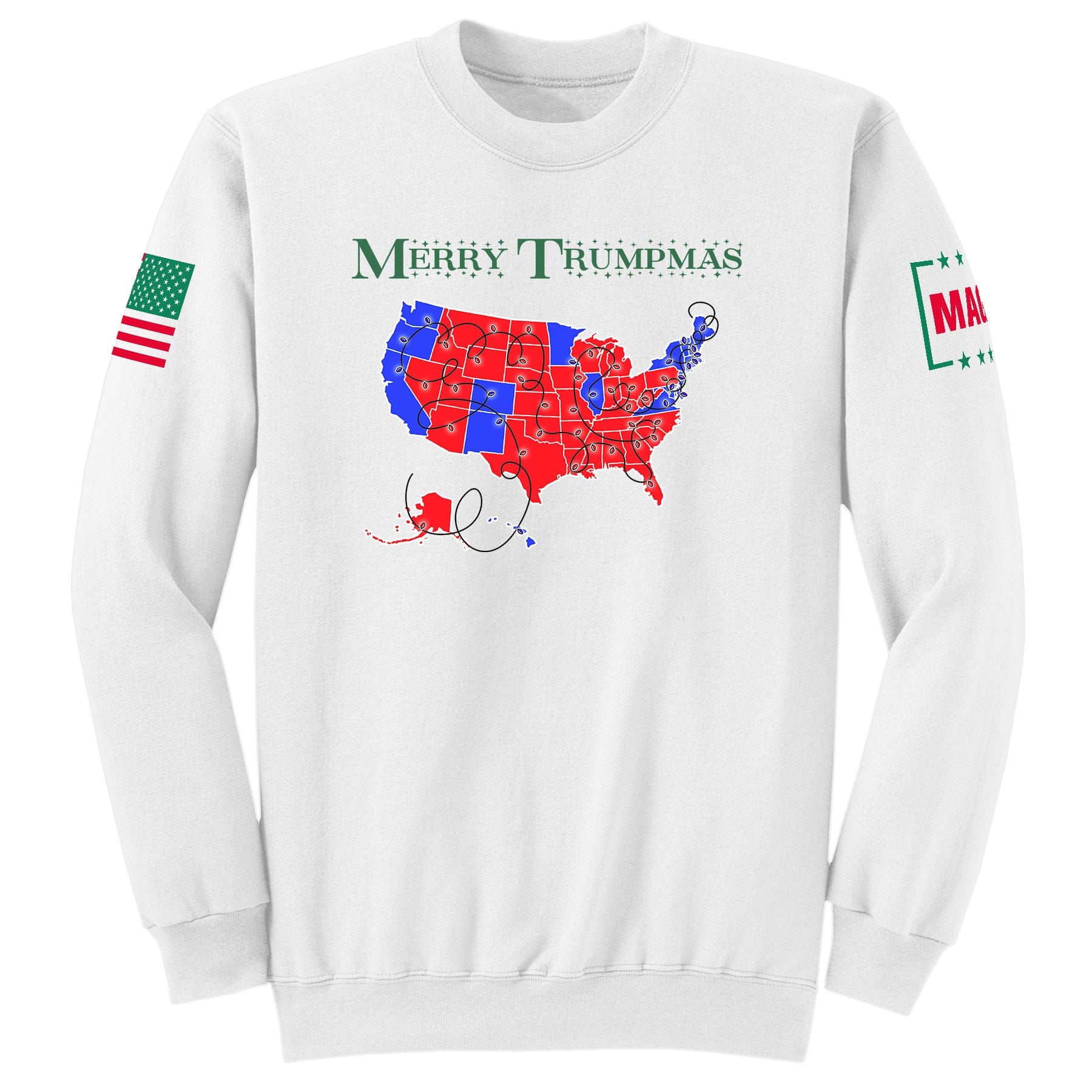 White / S Merry Trumpmas Roadmap Sweatshirt maga trump