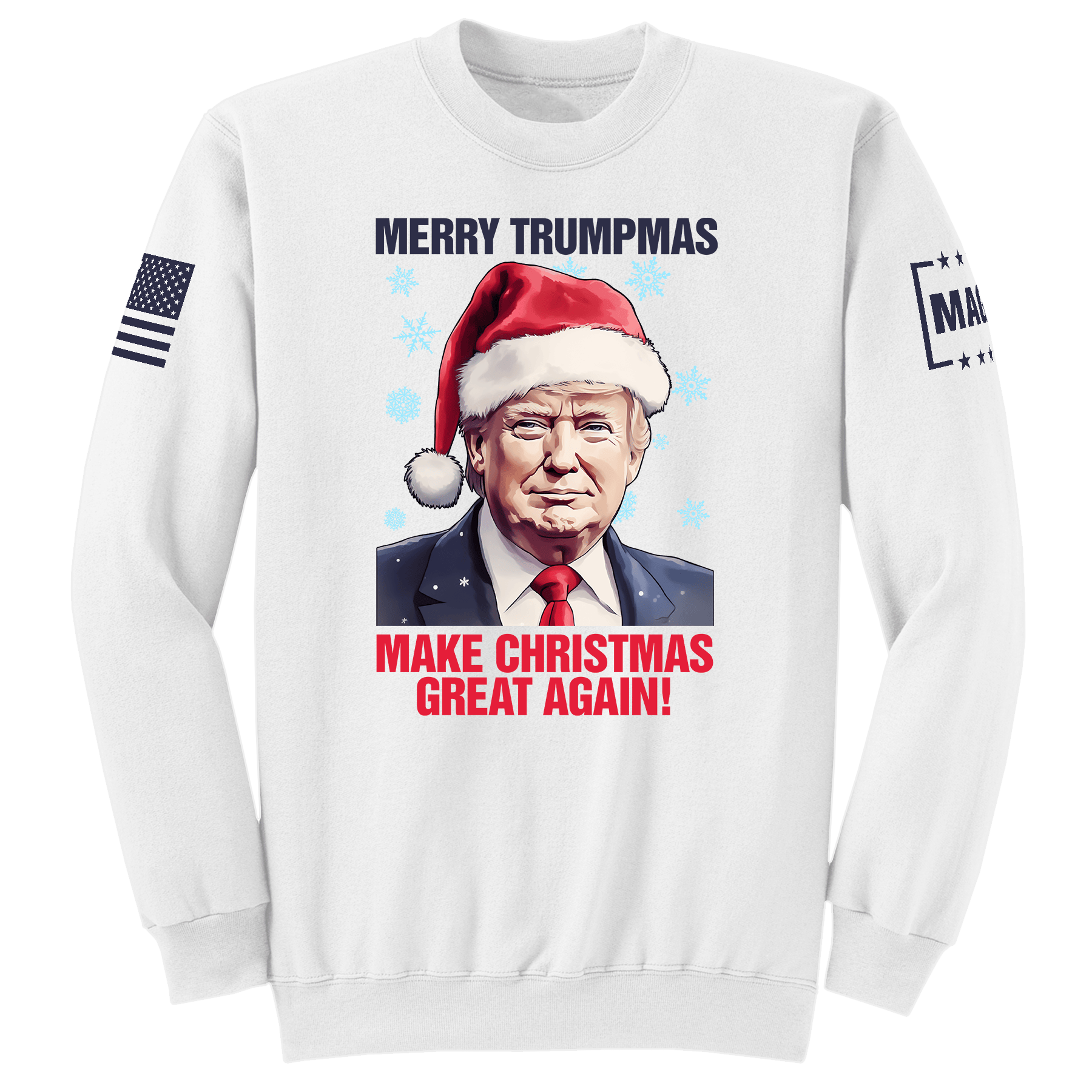 White / S Merry Trumpmas Sweatshirt maga trump