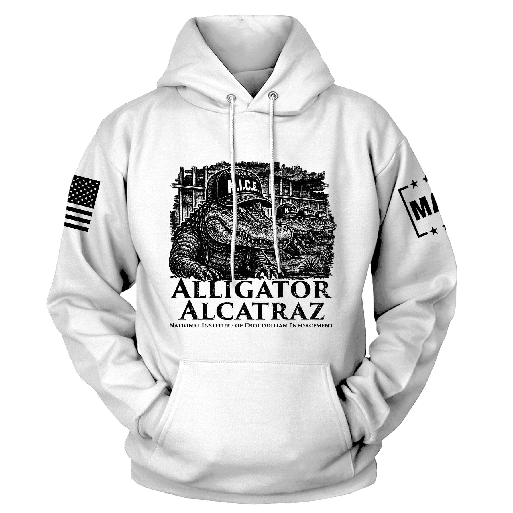White / S N.I.C.E. - Alligator Alcatraz Hoodie maga trump