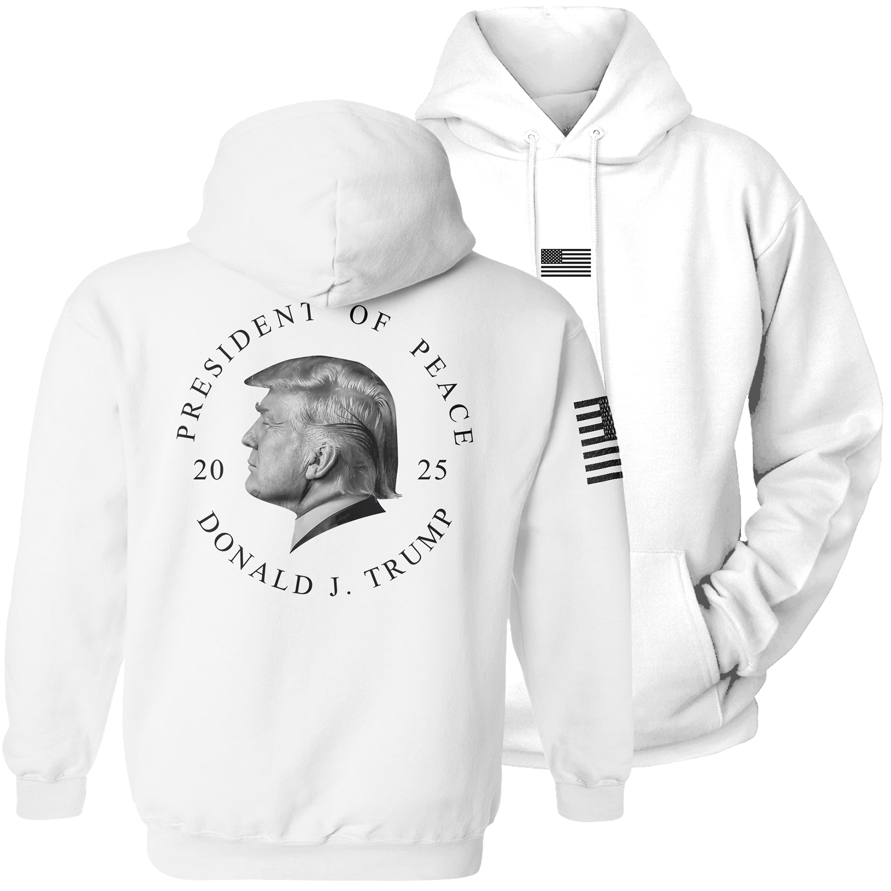 White / S President of Peace Hoodie maga trump