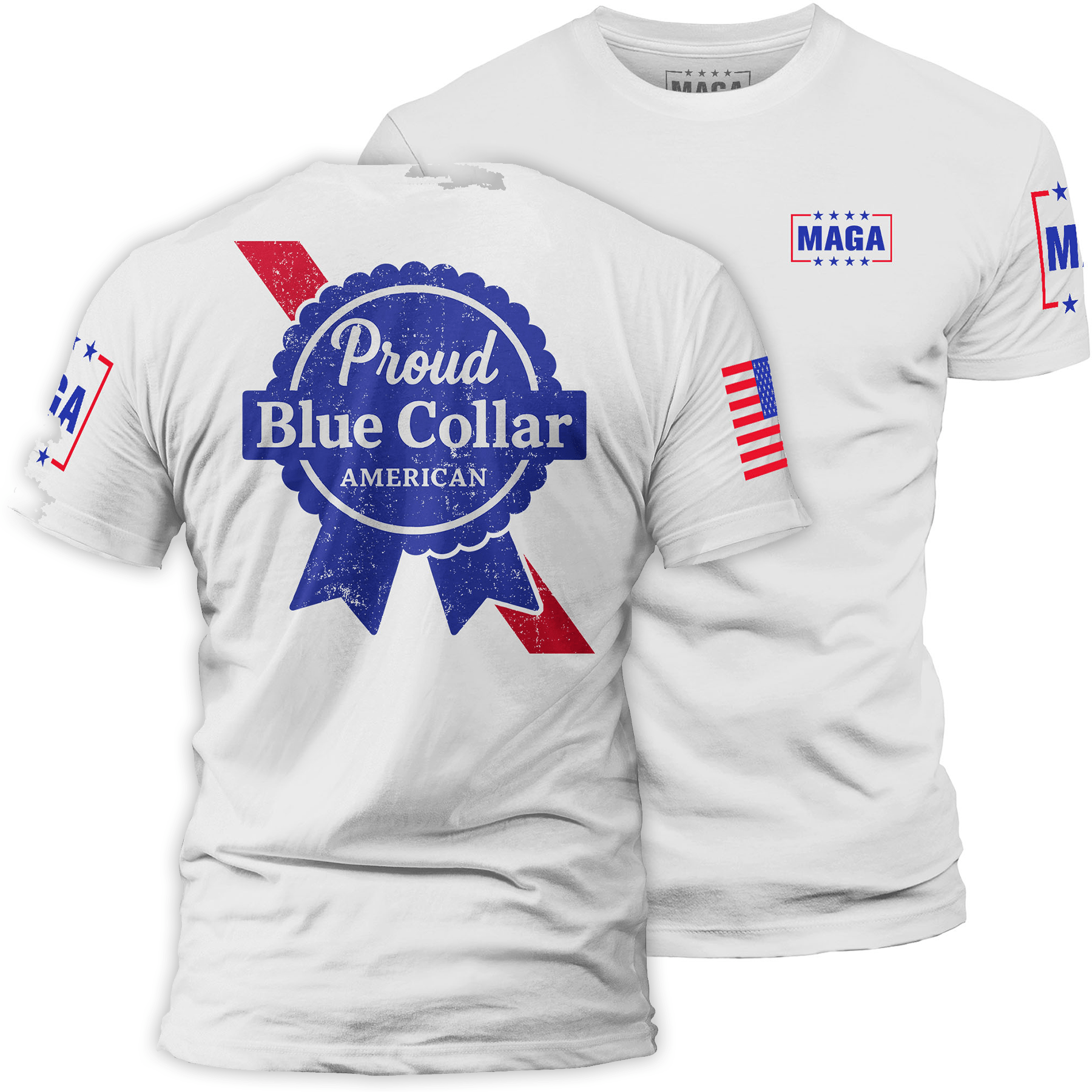 White / S Proud Blue Collar maga trump