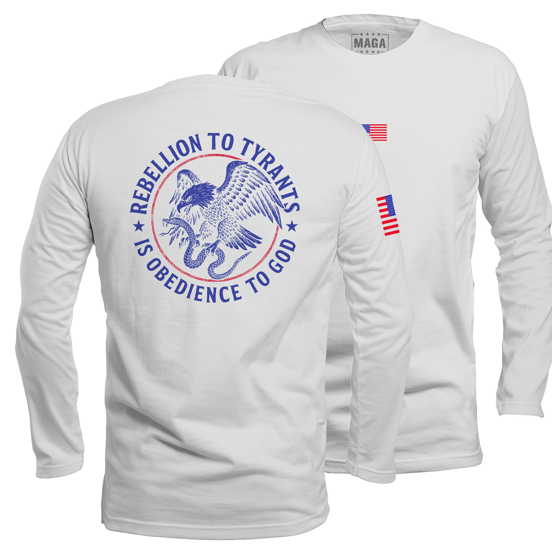 White / S Rebellion to Tyrants Long Sleeve maga trump