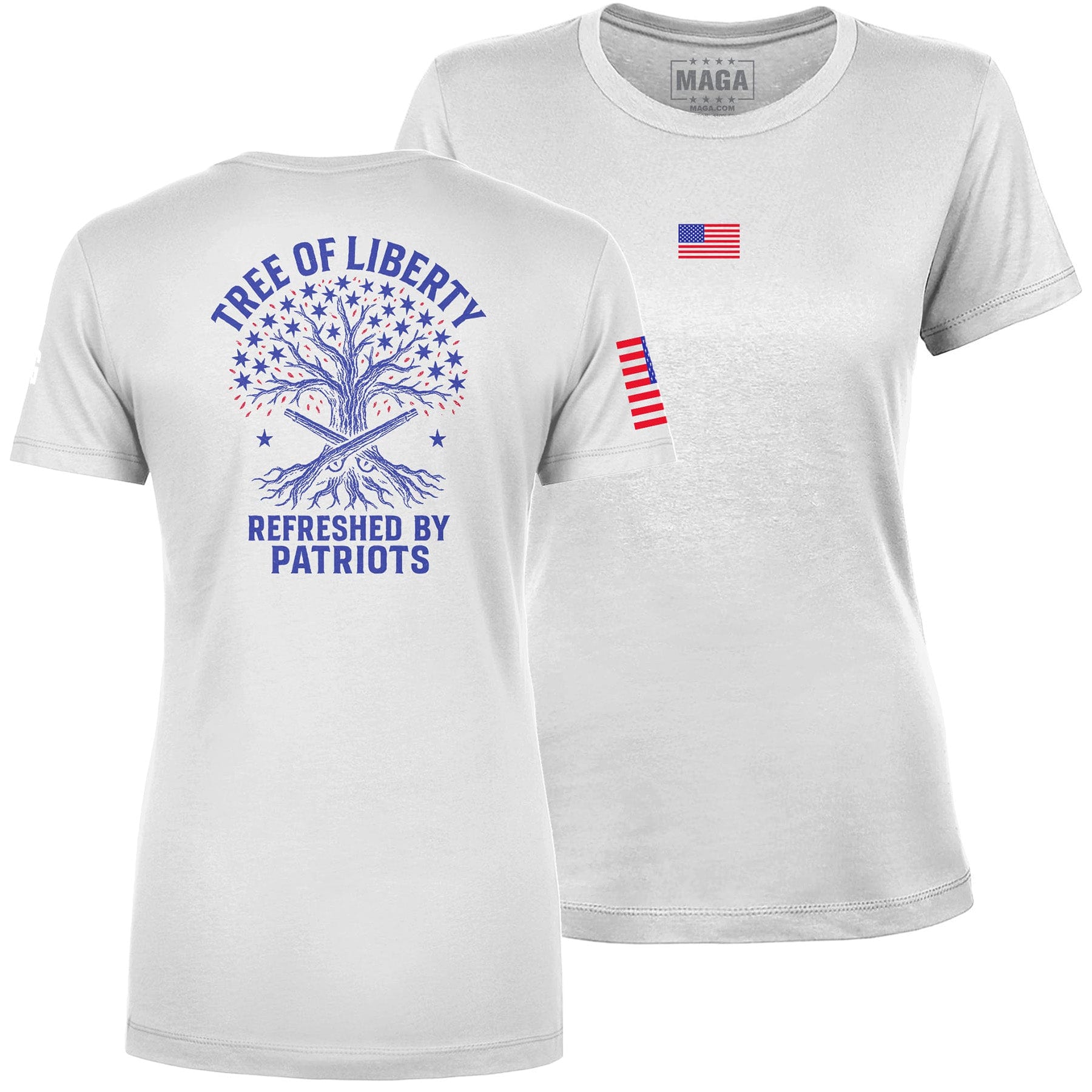 White / S Tree of Liberty Ladies Tee maga trump
