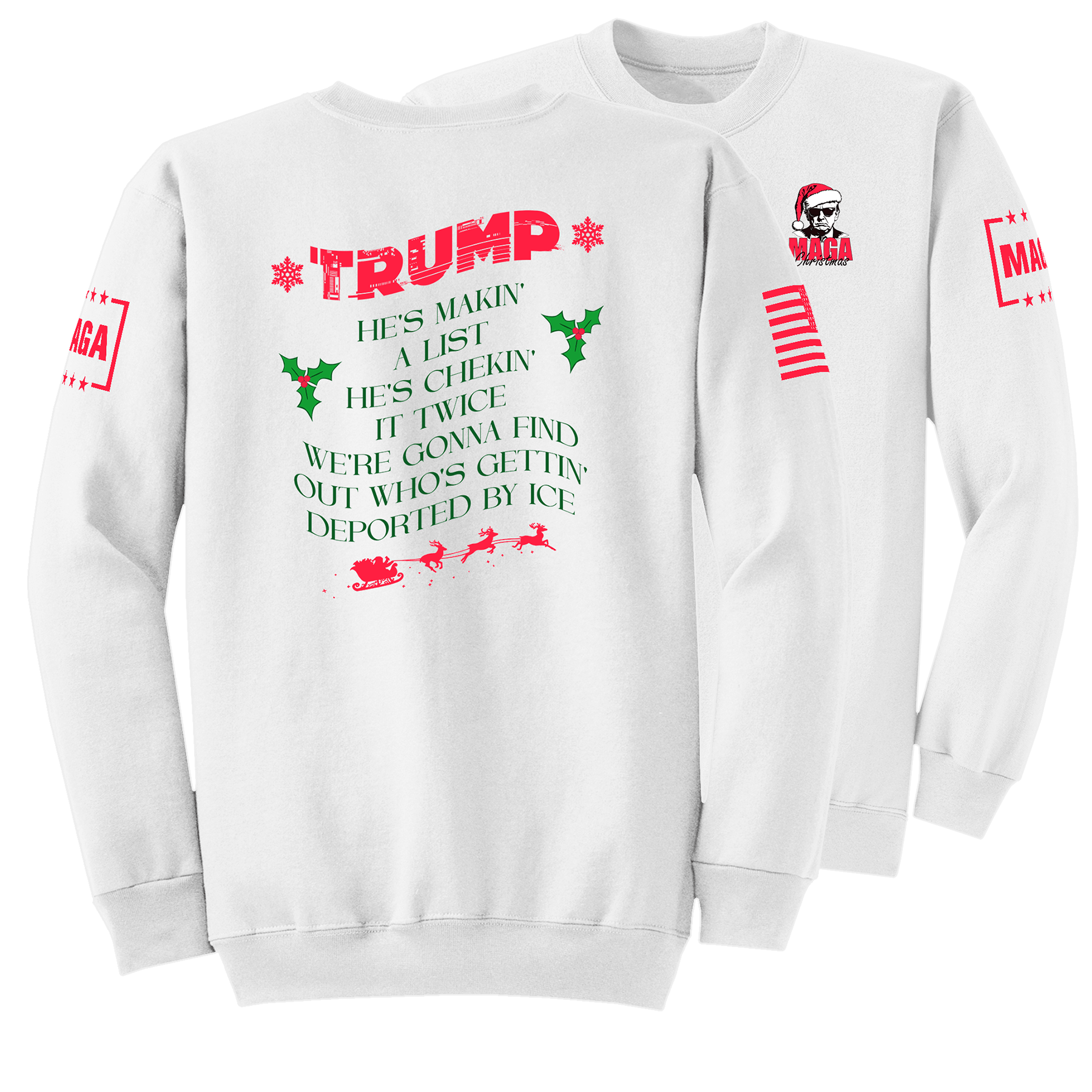 White / S Trump Santa - Making A List Sweatshirt maga trump