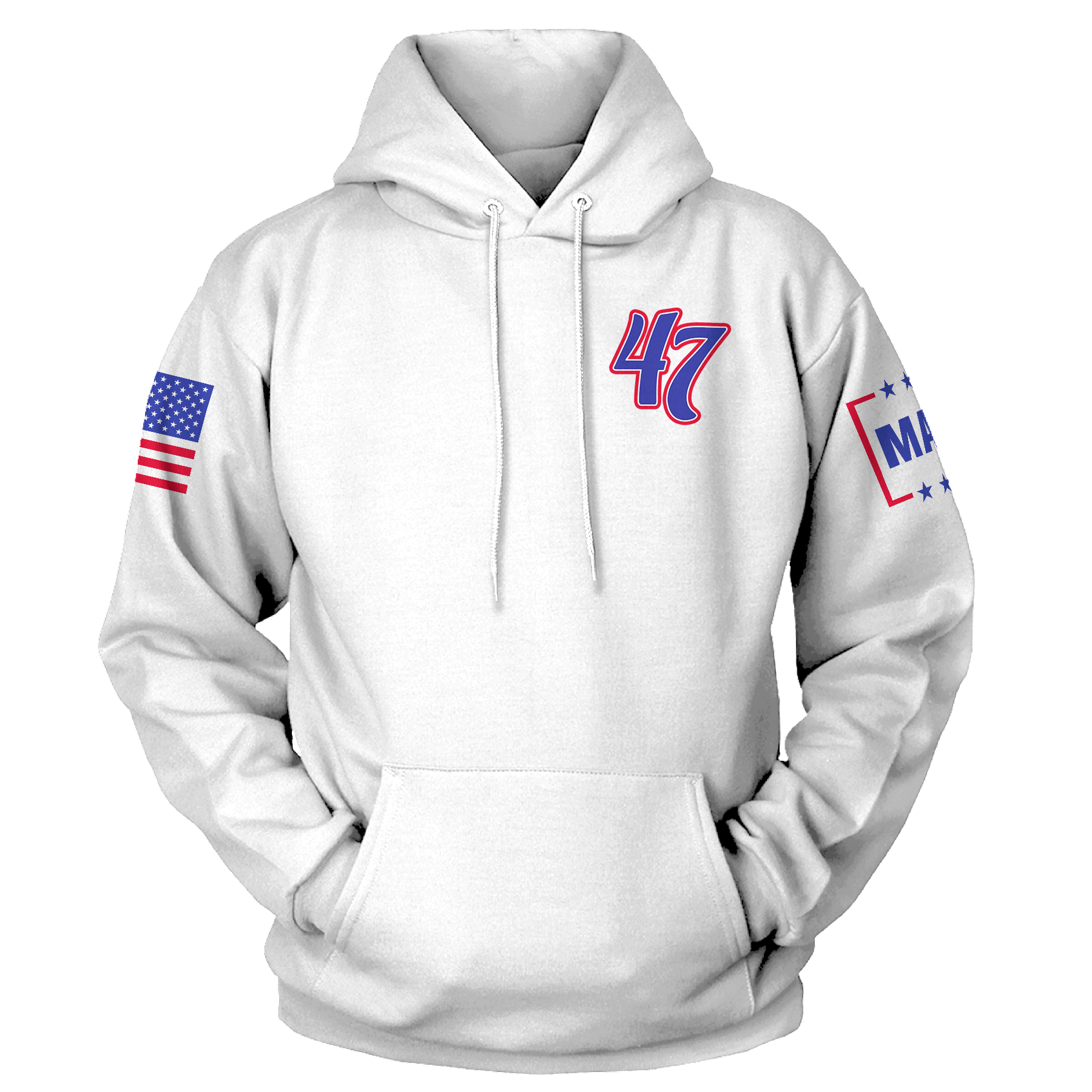 White / XS 47 Left Chest Hoodie maga trump