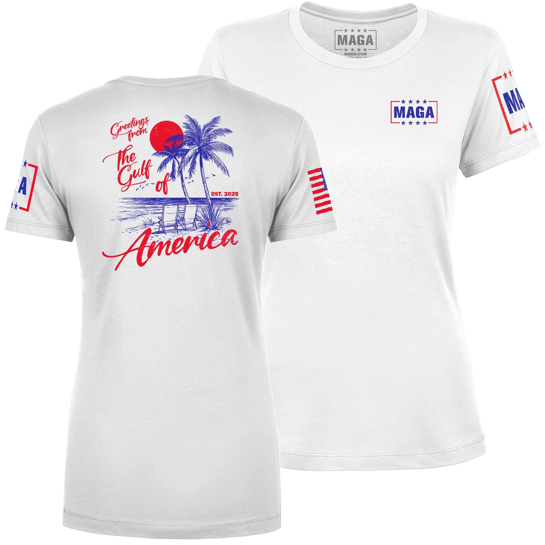 White / XS Greetings From The Guld of America Ladies Tee maga trump