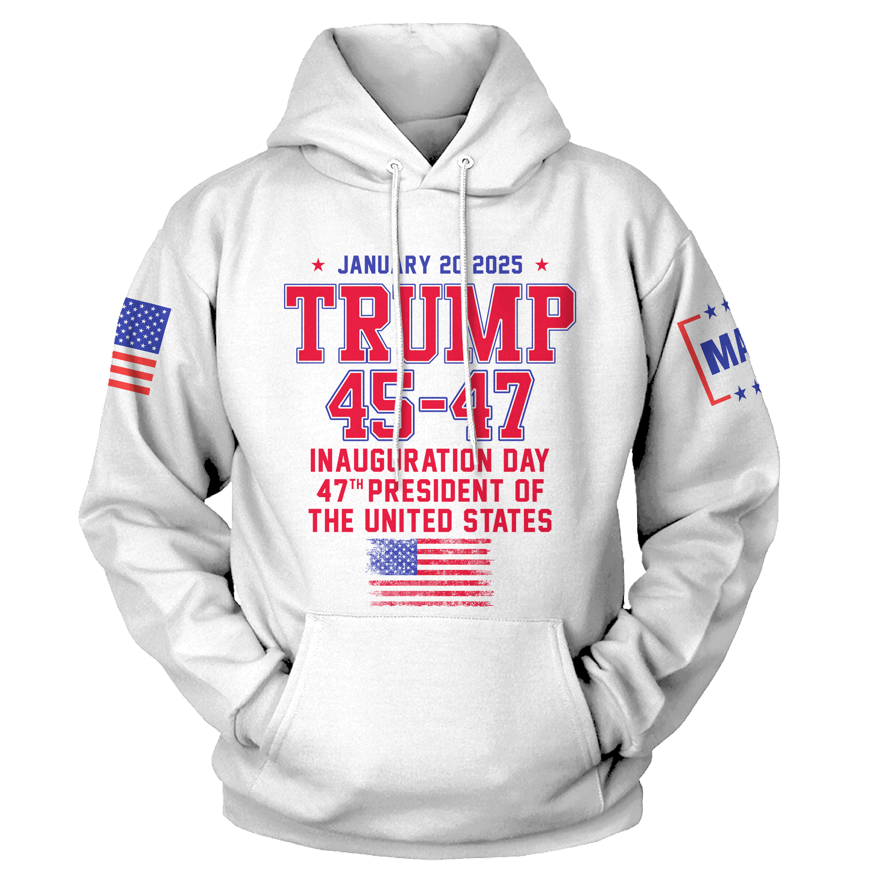 White / XS TRUMP 45-47 Hoodie maga trump