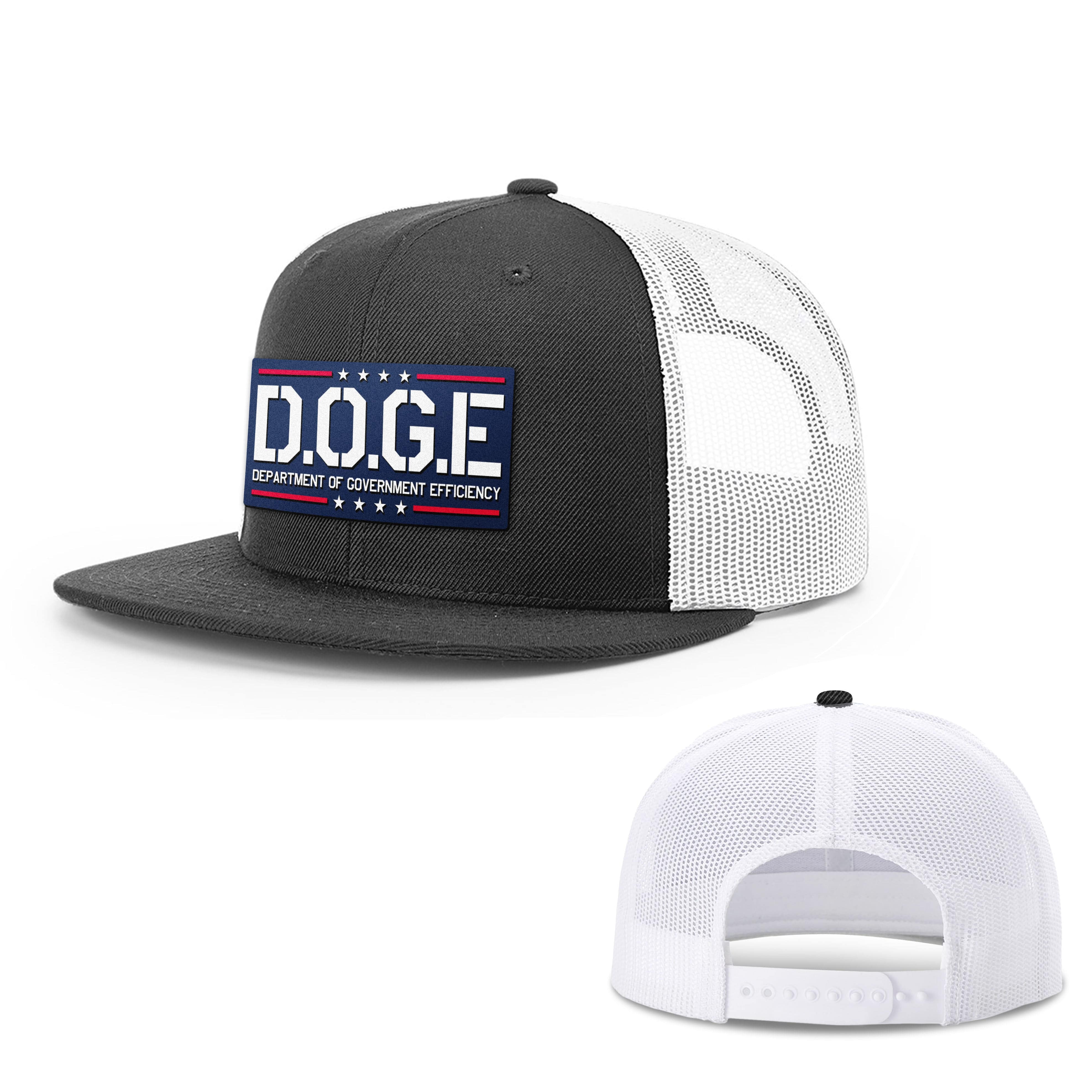Wool blend flatbill trucker / Black/ White D.O.G.E Department Of Government Efficiency Flat Bill Hat maga trump