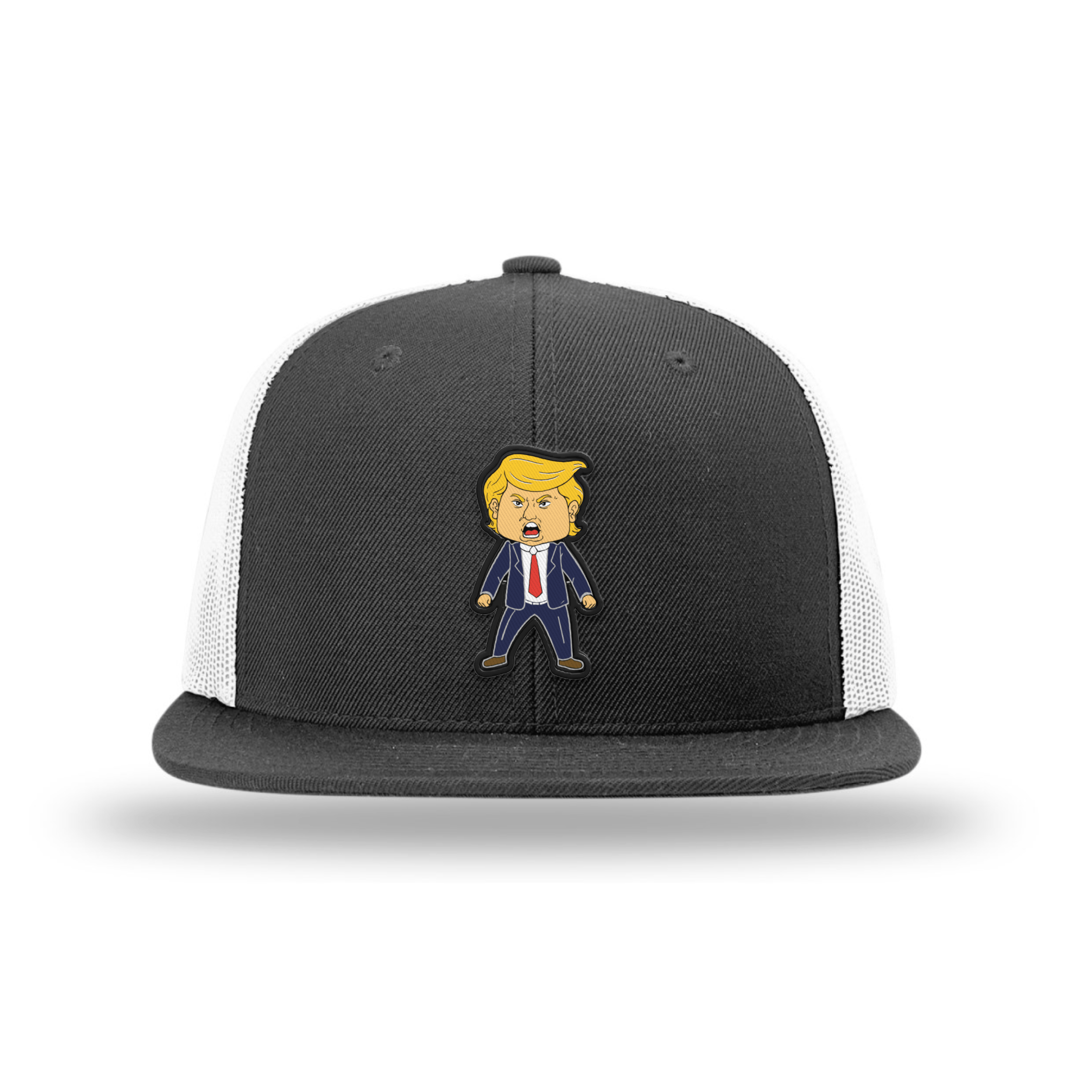 Wool blend flatbill trucker / Black/White Happy Trump FlatBill Hat maga trump