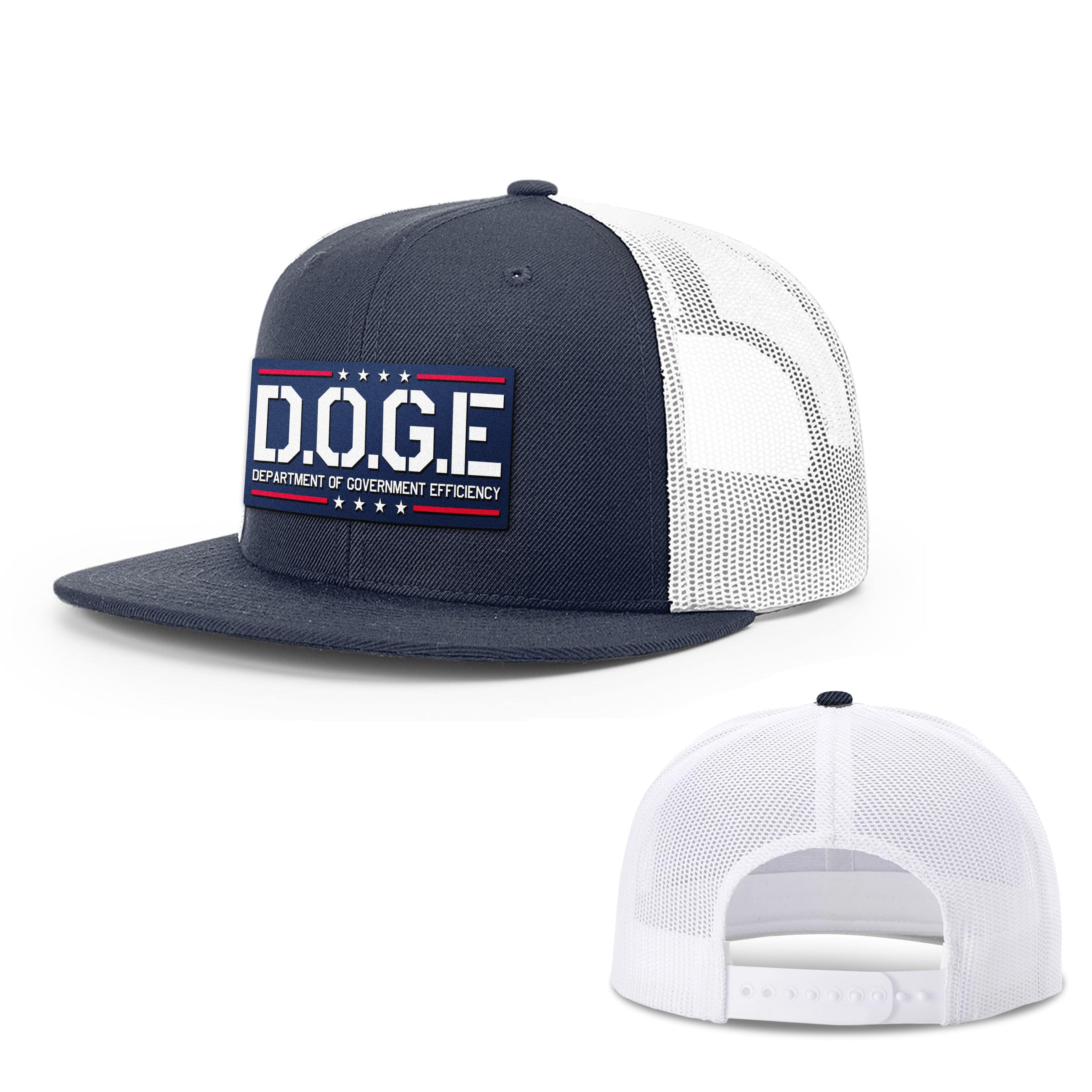 Wool blend flatbill trucker / Navy/ White D.O.G.E Department Of Government Efficiency Flat Bill Hat maga trump