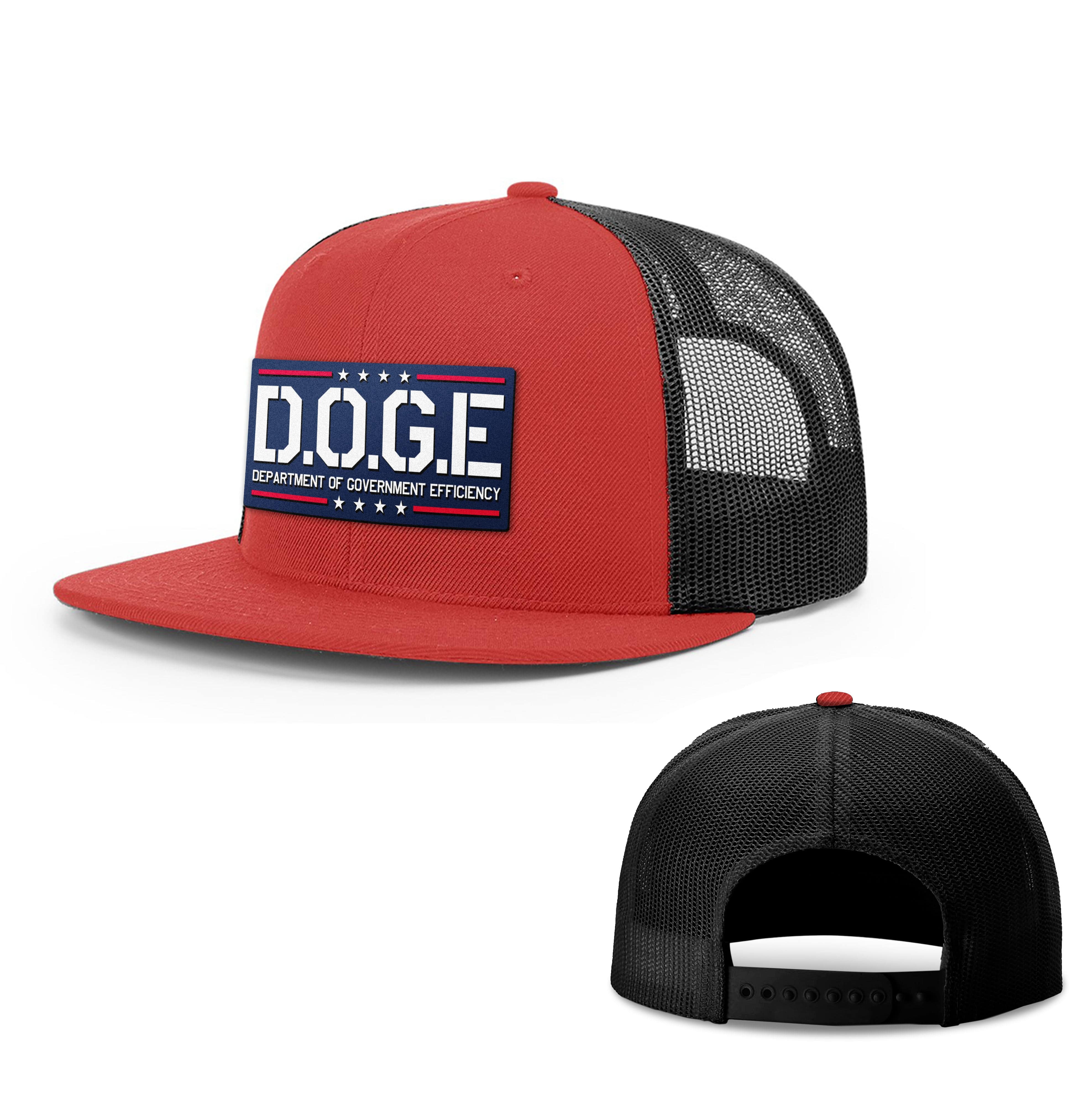 Wool blend flatbill trucker / Red/ Black D.O.G.E Department Of Government Efficiency Flat Bill Hat maga trump