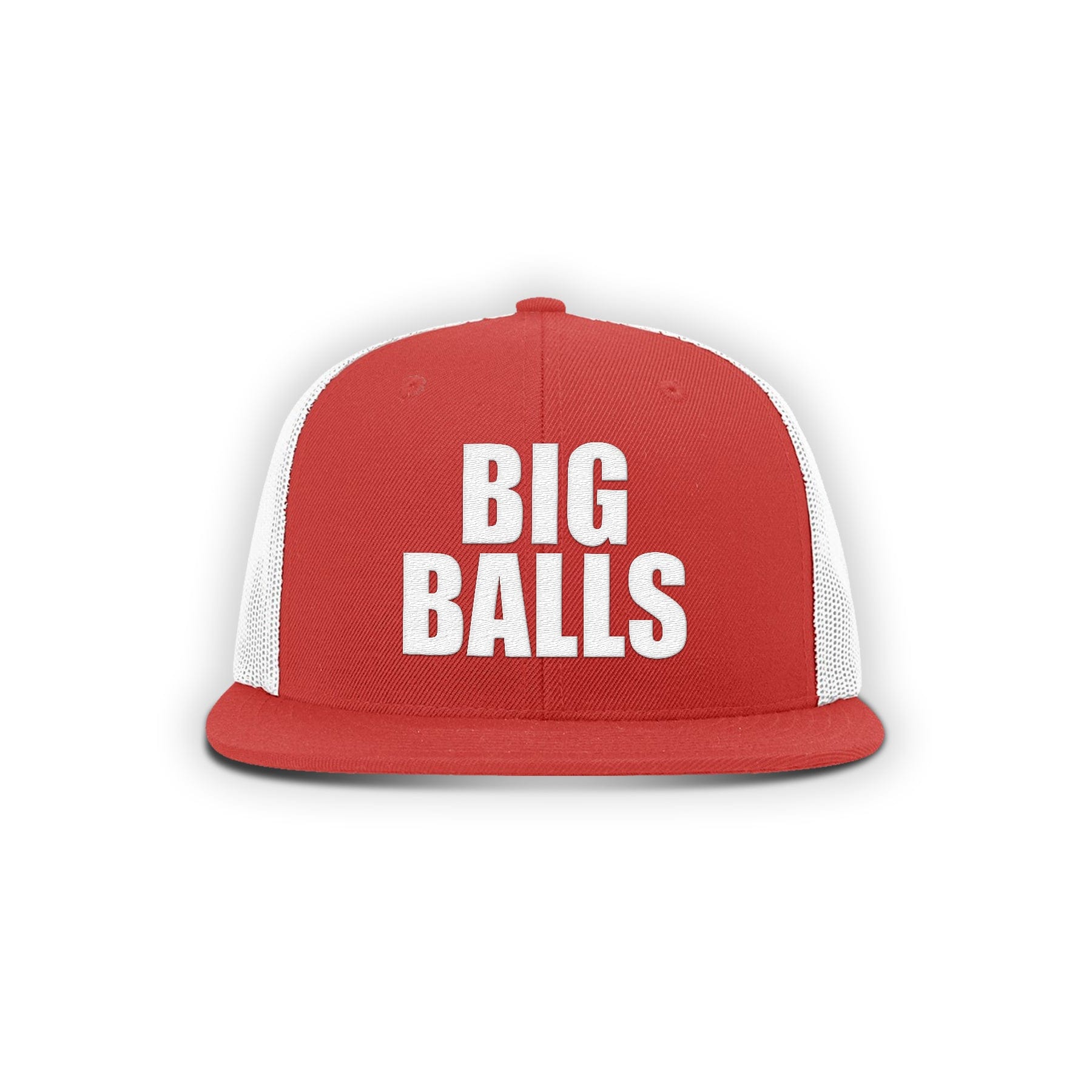 Wool blend flatbill trucker / Red / White Big Balls Flat Bill Hat maga trump