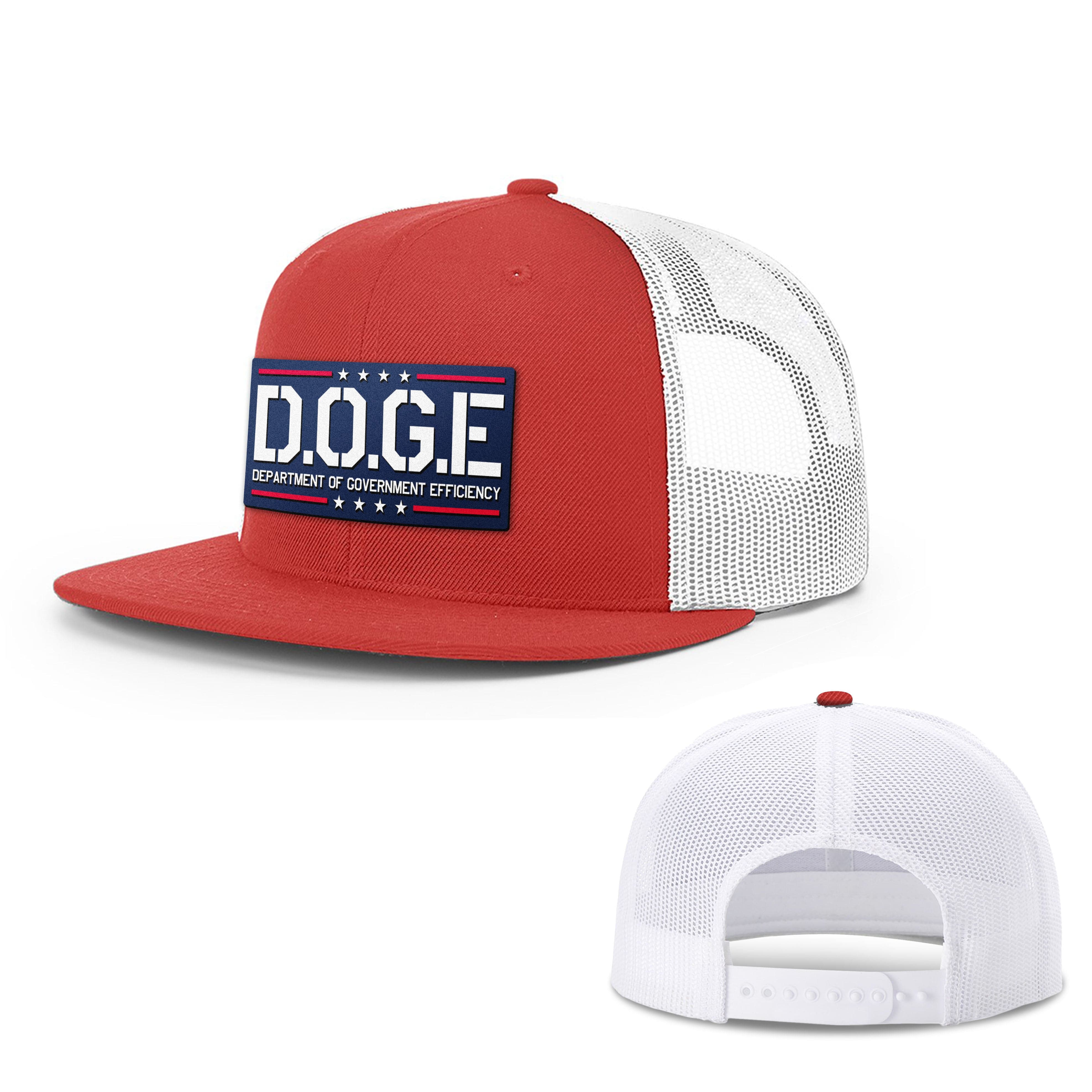 Wool blend flatbill trucker / Red/ White D.O.G.E Department Of Government Efficiency Flat Bill Hat maga trump