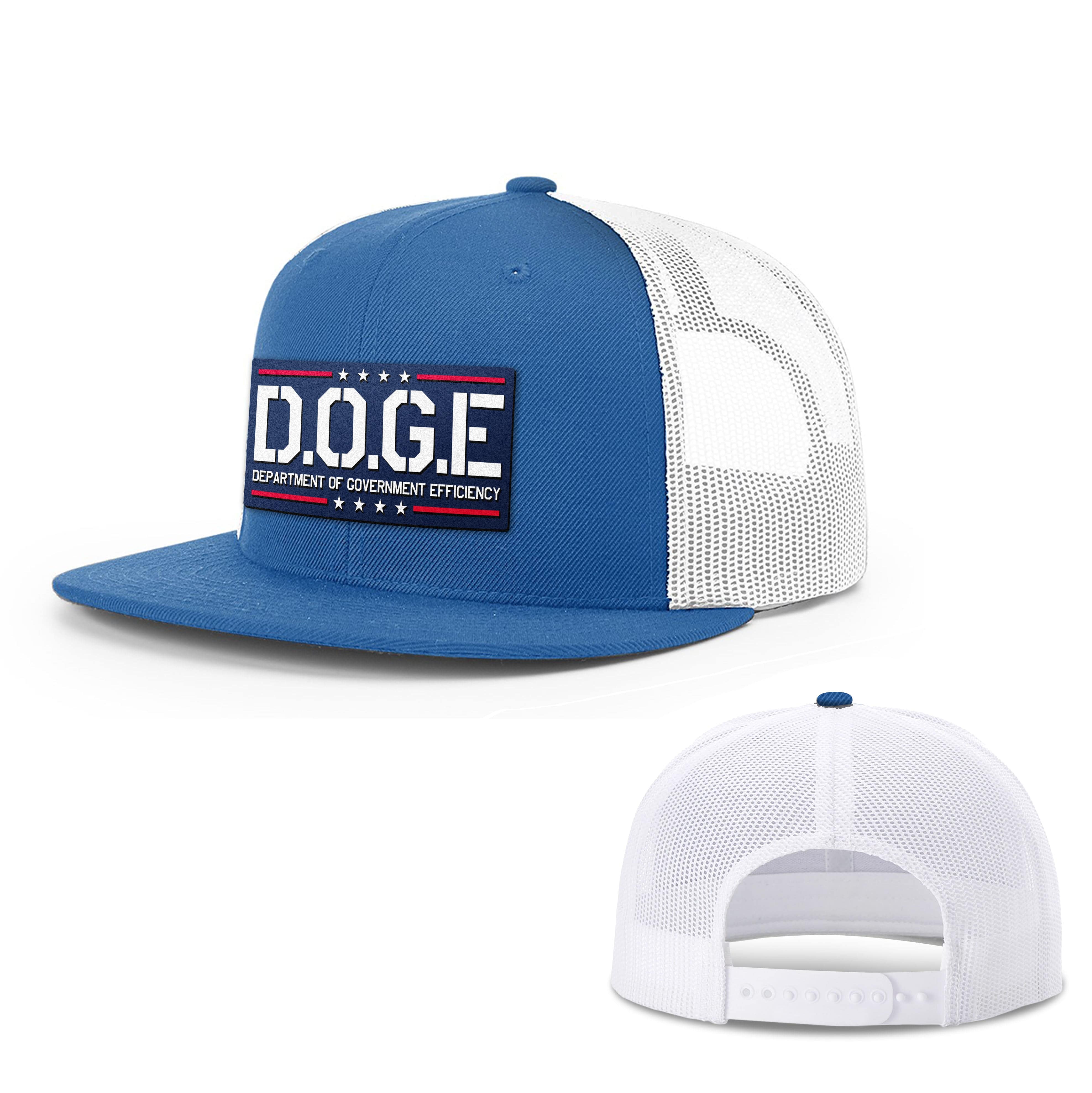 Wool blend flatbill trucker / Royal/White D.O.G.E Department Of Government Efficiency Flat Bill Hat maga trump