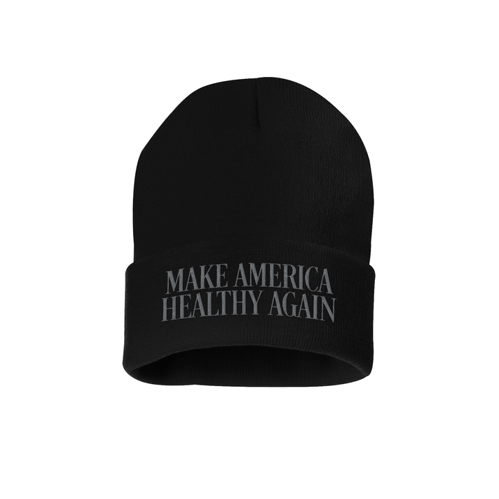 12 Inch Knit Hat / Black Make America Healthy Again Blackout Edition Beanie maga trump