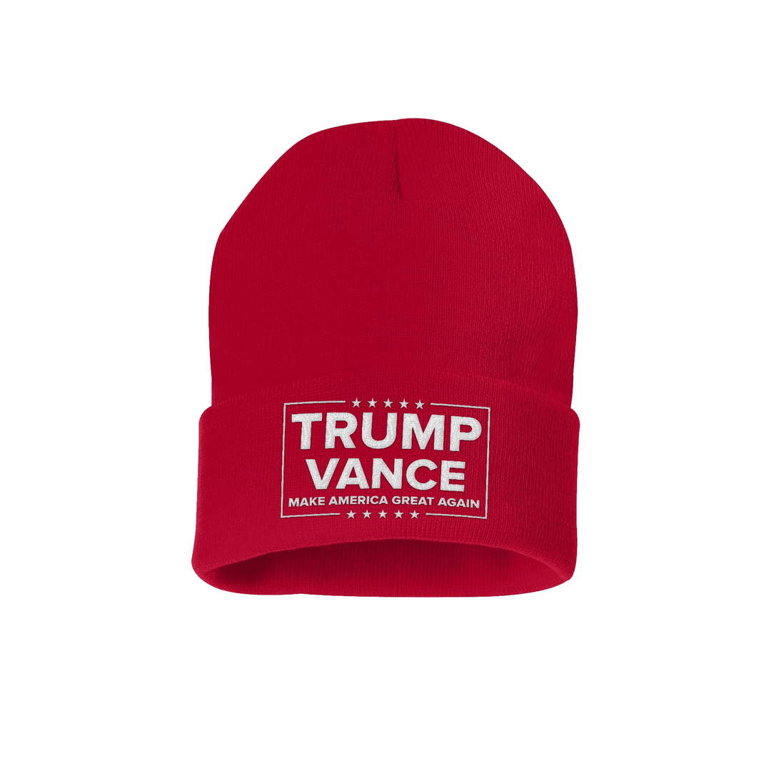 12 Inch Knit Hat / Red Trump Vance MAGA Beanie maga trump