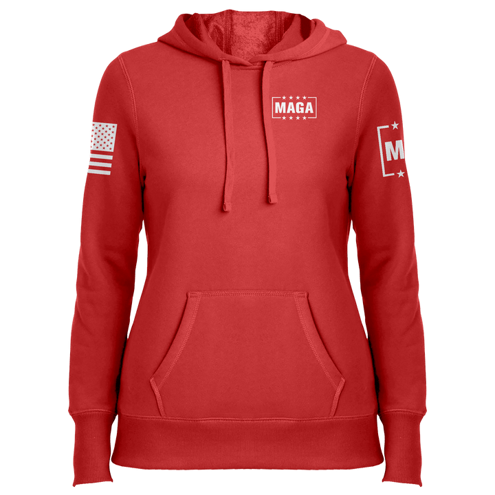 1776 Betsy Tattered Stripes Flag Ladies Hoodie maga trump