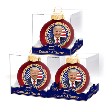 3 Pack President Donald Trump Glass Ball Ornament maga trump