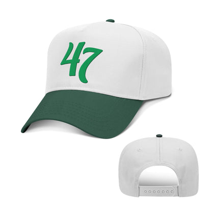 5 Panel Mid Profile Cap / Dark Green/White / OS President #47 2 TONE HAT maga trump