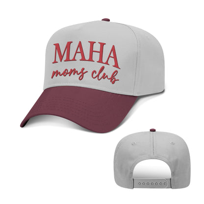 5 Panel Mid Profile Cap / Maroon/Gray / OS MAHA Moms Club 2 Tone Hat maga trump