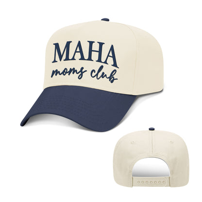 5 Panel Mid Profile Cap / Navy/Natural / OS MAHA Moms Club 2 Tone Hat maga trump