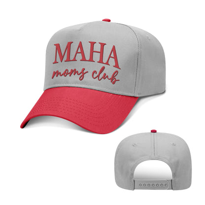 5 Panel Mid Profile Cap / Red/Gray / OS MAHA Moms Club 2 Tone Hat maga trump