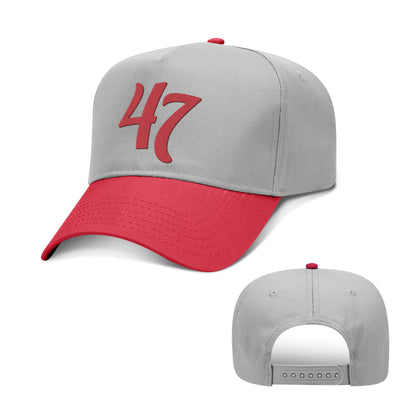 5 Panel Mid Profile Cap / Red/Grey / OS President #47 2 TONE HAT maga trump