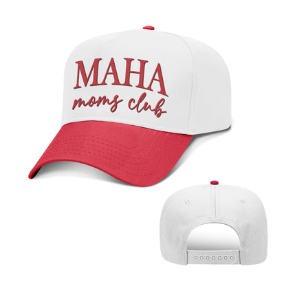 5 Panel Mid Profile Cap / Red/White / OS MAHA Moms Club 2 Tone Hat maga trump