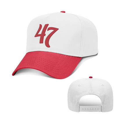 5 Panel Mid Profile Cap / Red/White / OS President #47 2 TONE HAT maga trump