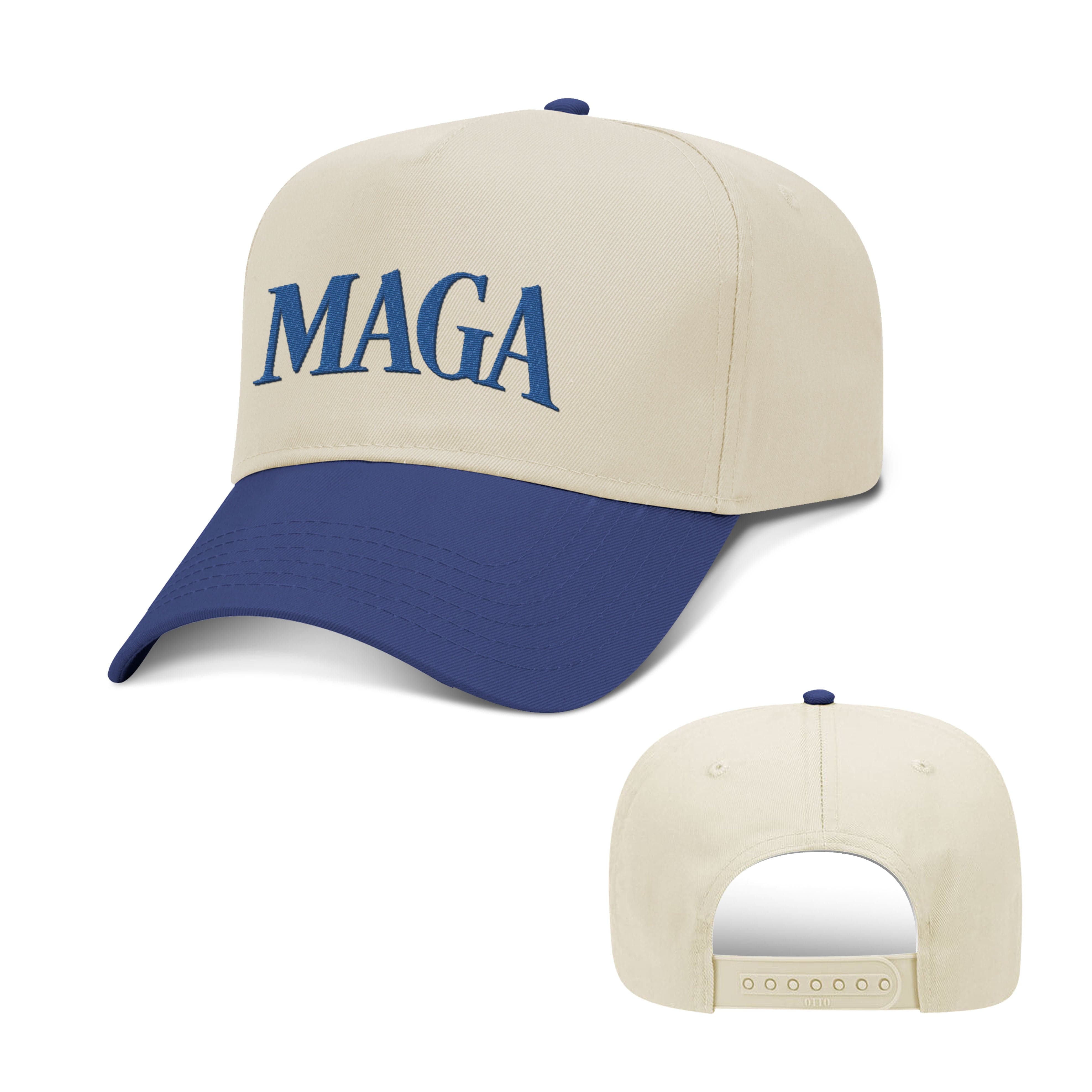 5 Panel Mid Profile Cap / Royal/Natural / OS MAGA 2 Tone Hat maga trump