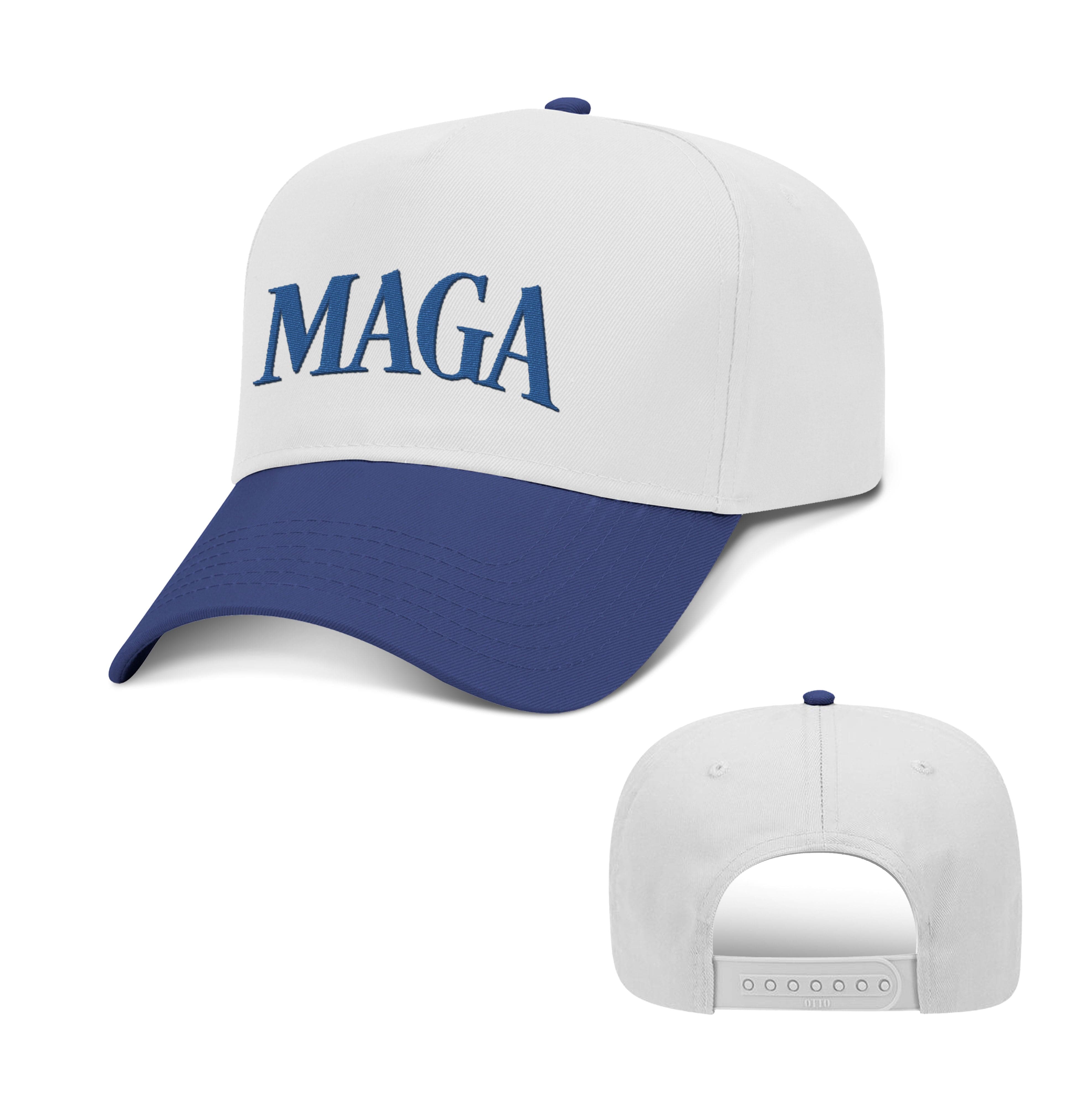 5 Panel Mid Profile Cap / Royal/ White / OS MAGA 2 Tone Hat maga trump