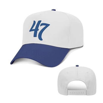 5 Panel Mid Profile Cap / Royal/ White / OS President #47 2 TONE HAT maga trump