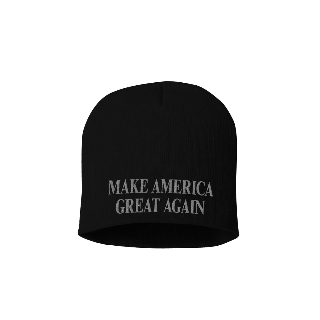 8 Inch Knit Hat / Black Make America Great Again Blackout Beanie maga trump