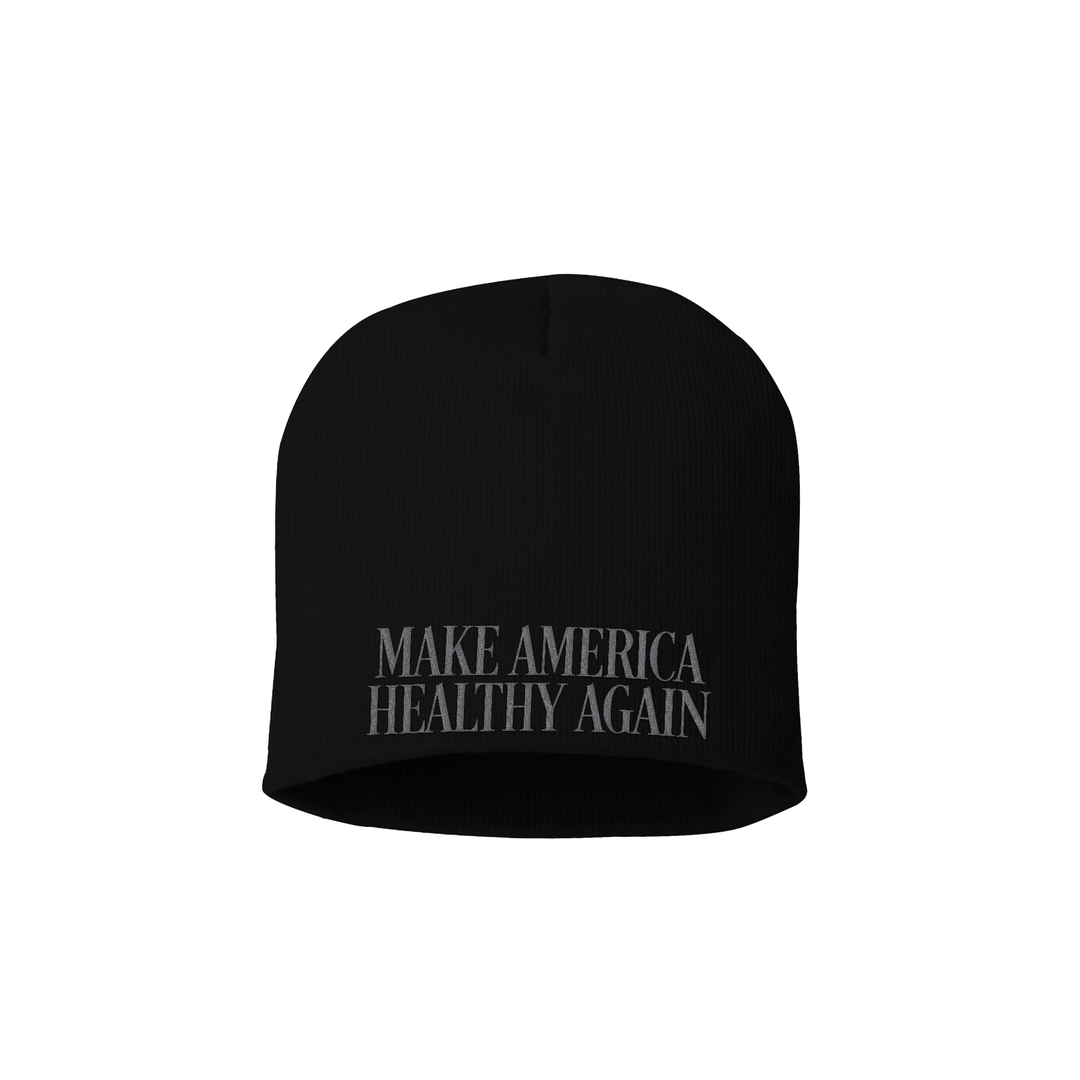 8 Inch Knit Hat / Black Make America Healthy Again Blackout Edition Beanie maga trump