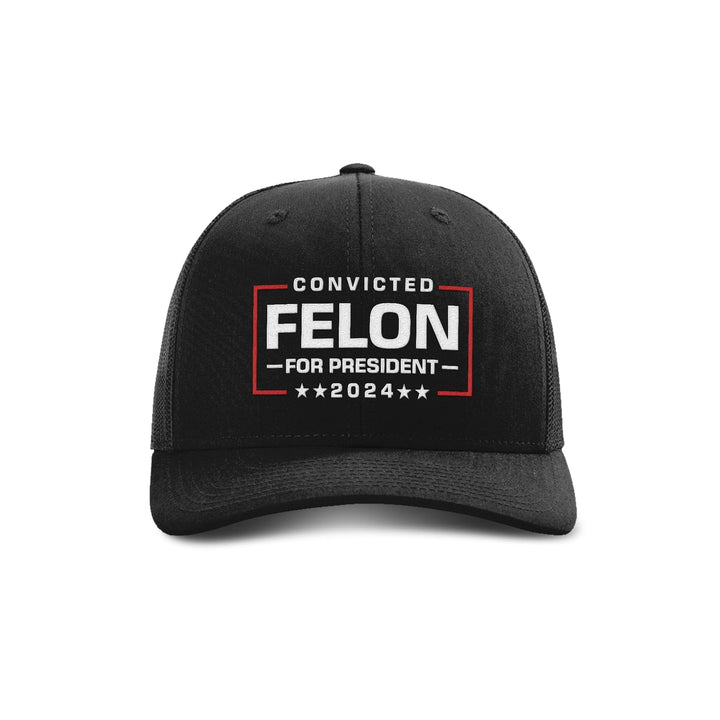 Adjustable Snapback Trucker Cap / Black Felon For President Trucker Hat maga trump