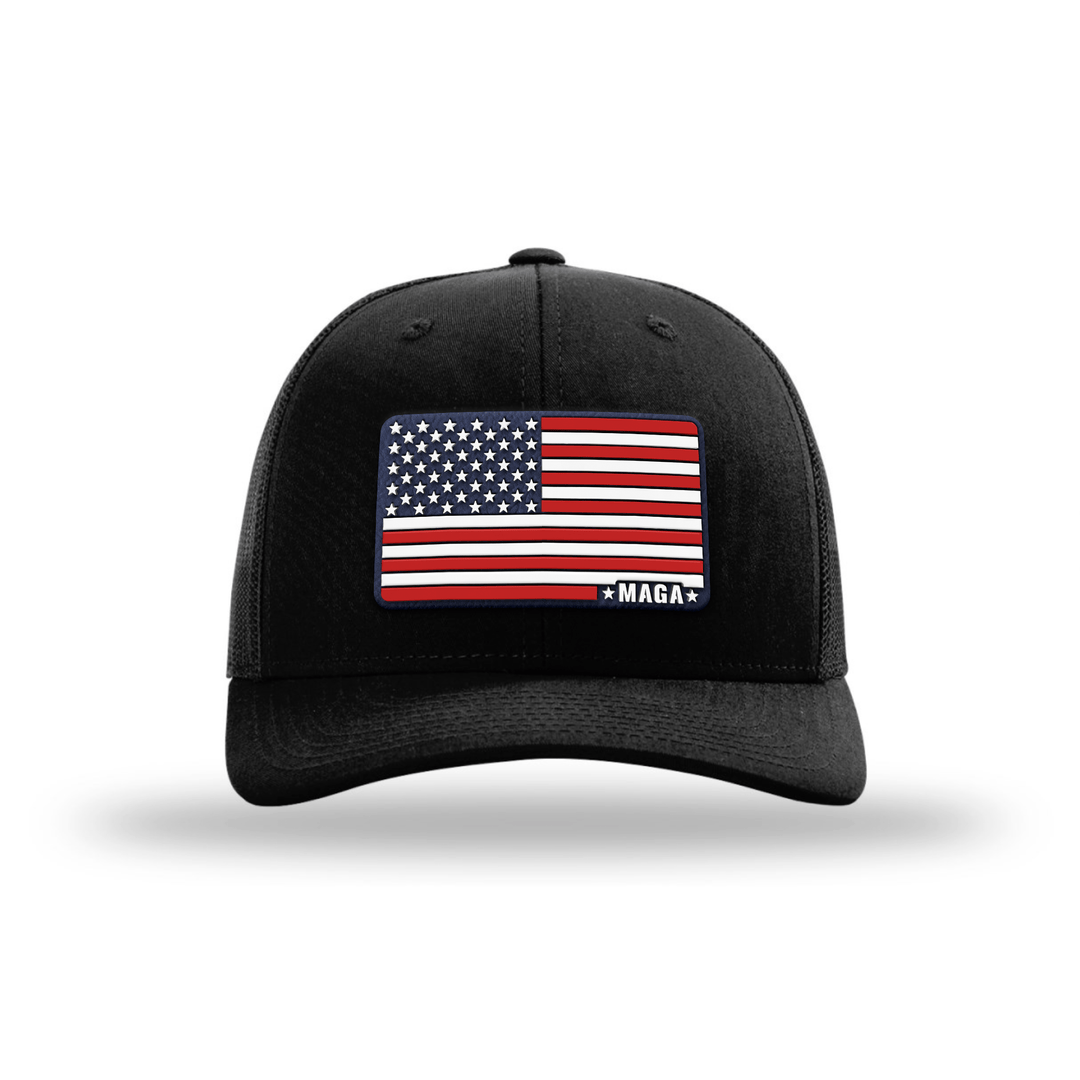 Adjustable Snapback Trucker Cap / Black Maga American Flag Hat maga trump