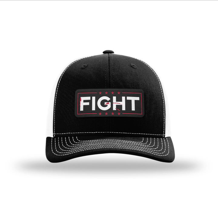 Adjustable Snapback Trucker Cap / Black/ White Fight Blood Splatter Trucker Hat maga trump