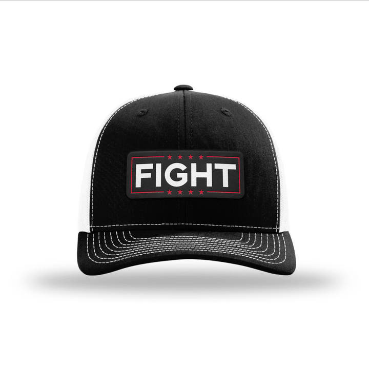 Adjustable Snapback Trucker Cap / Black/ White Fight Trucker Hat maga trump