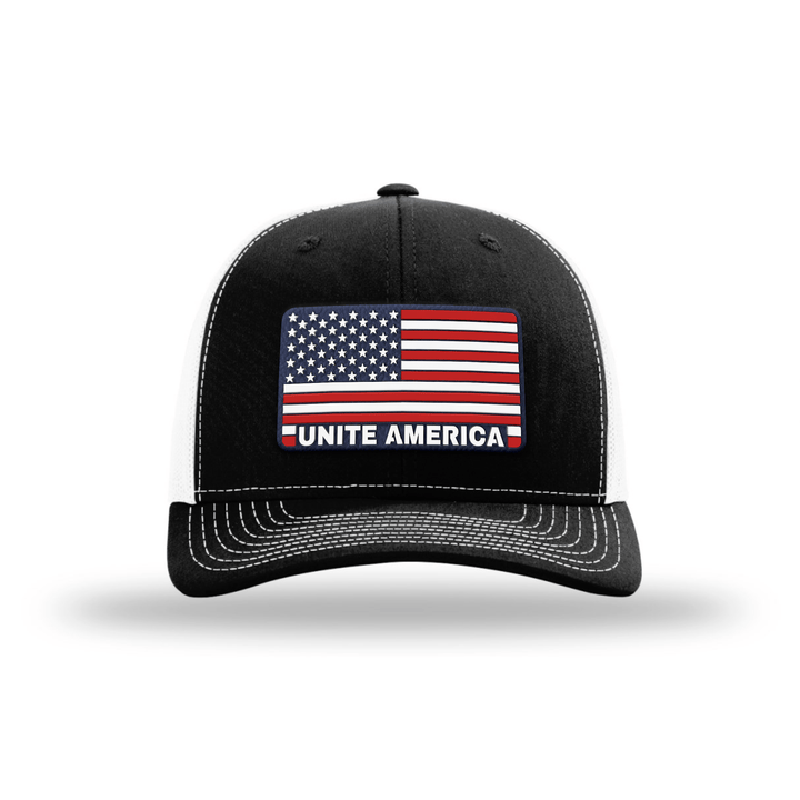 Adjustable Snapback Trucker Cap / Black/ White MAGA Unite America Flag Patch Hat maga trump