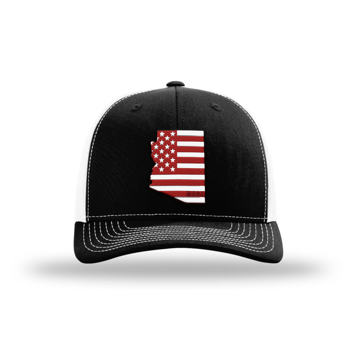 Adjustable Snapback Trucker Cap / Black/ White / OS Arizona is MAGA Country Hat maga trump