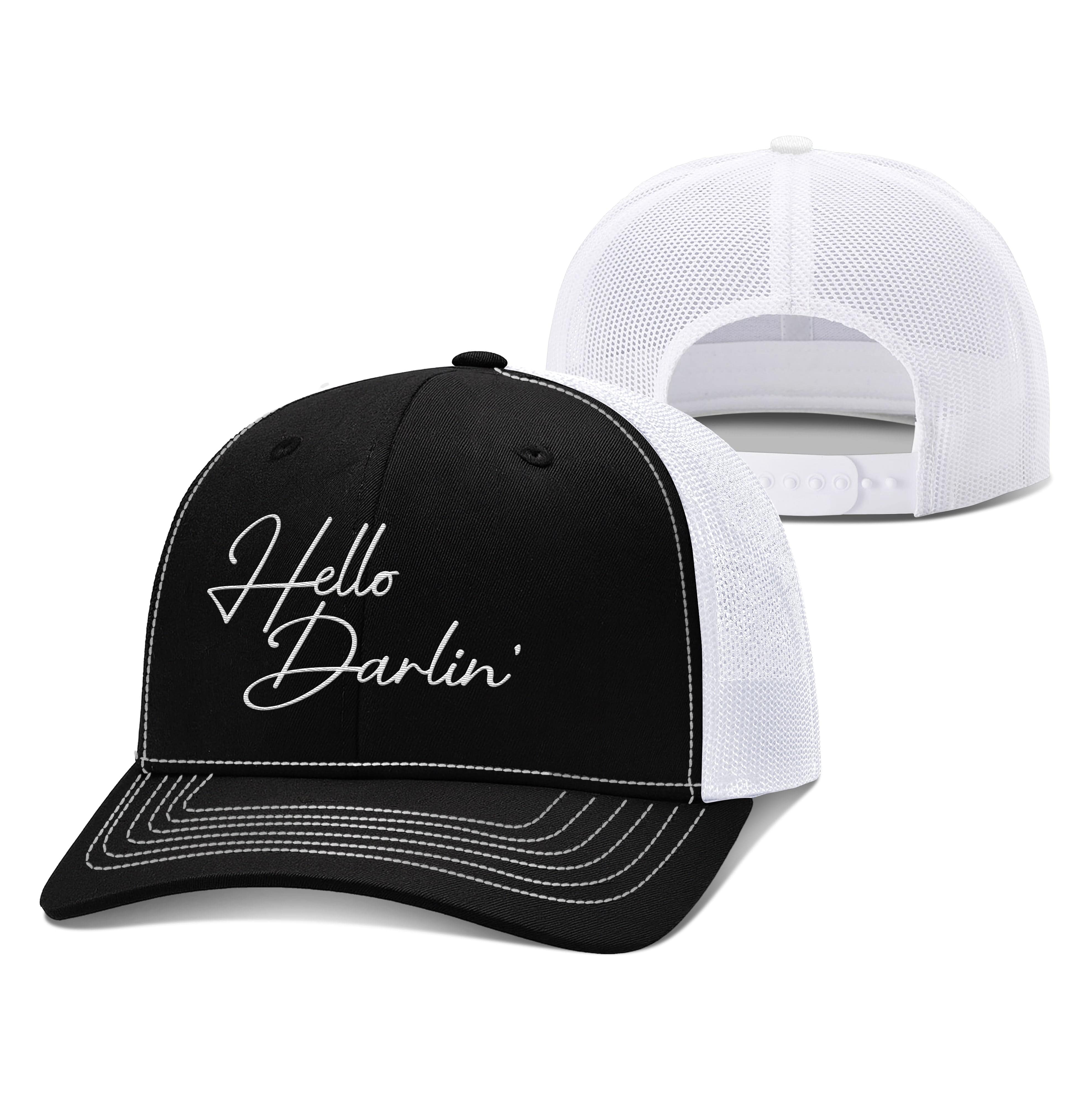 Adjustable Snapback Trucker Cap / Black/White / OS Hello Darlin' Trucker Hat maga trump