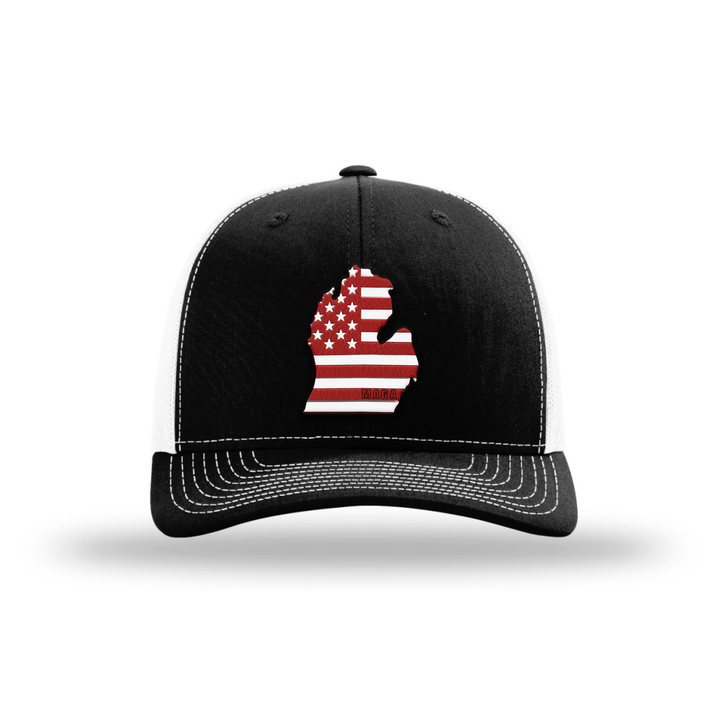 Adjustable Snapback Trucker Cap / Black/ White / OS Lower Michigan is MAGA Country Hat maga trump