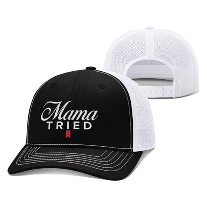 Adjustable Snapback Trucker Cap / Black/White / OS Mama Tried Trucker Hat maga trump