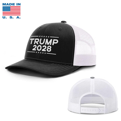 Adjustable Snapback Trucker Cap / Black/White Trump 2028 Trucker Hat Made in the USA maga trump