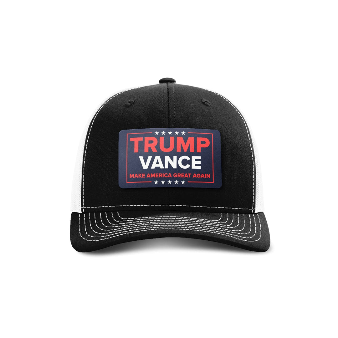 Adjustable Snapback Trucker Cap / Black/ White Trump Vance Patch Trucker Hat maga trump