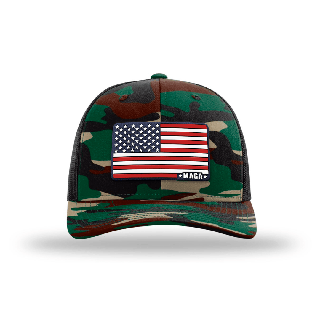 Adjustable Snapback Trucker Cap / Camo Maga American Flag Hat maga trump