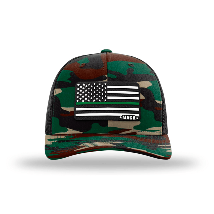 Adjustable Snapback Trucker Cap / Camo Maga Thin Green Line Flag Hat maga trump